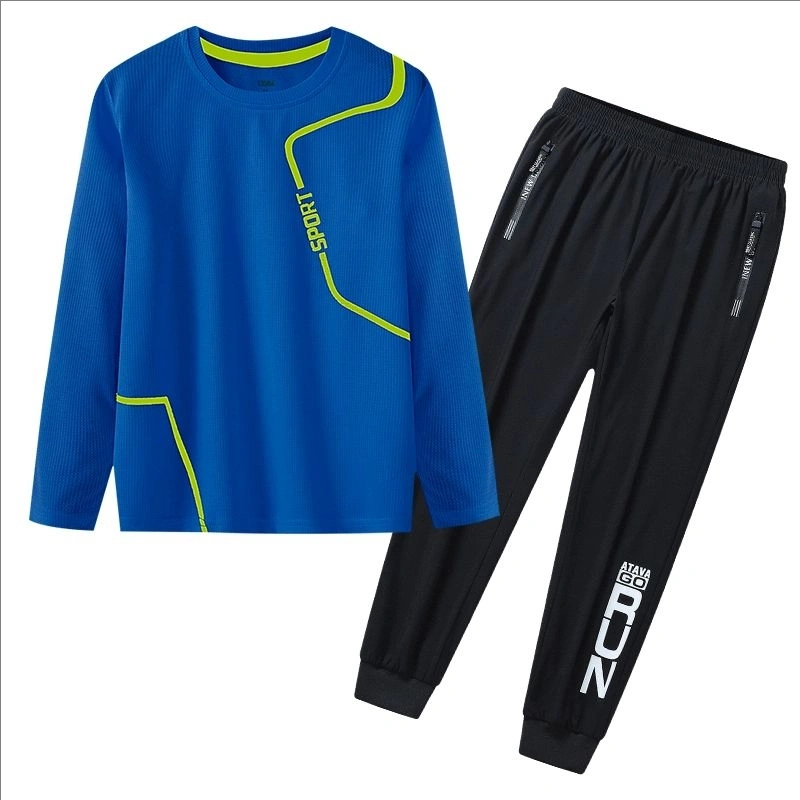 Blue children's long sleeved set can be customized with any image, logo, and printed with name and number