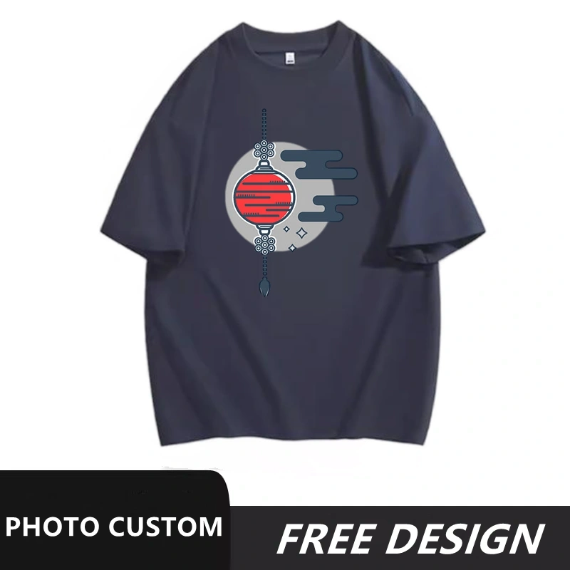 Blue round neck short sleeved quick drying T-shirt custom workwear with logo printed