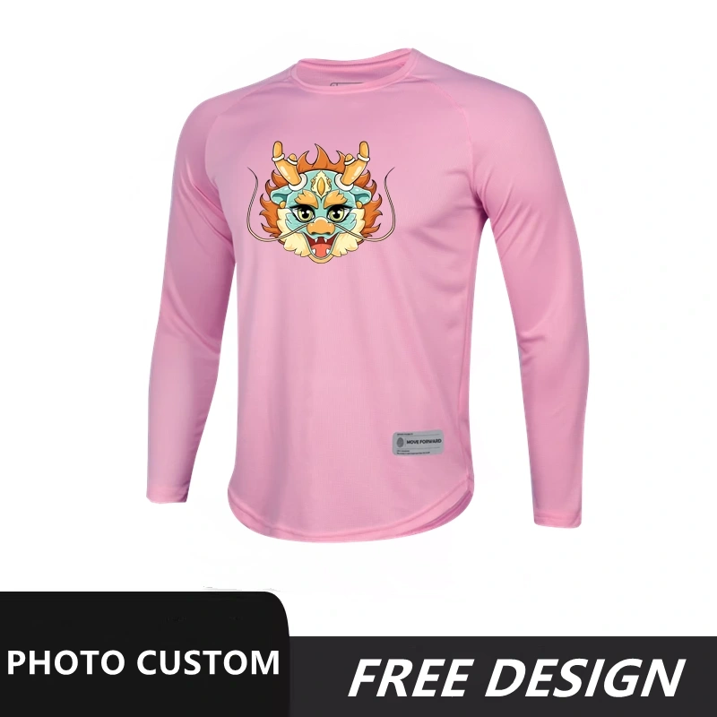Pink long sleeves can be customized with any image, logo, and printed with name and number