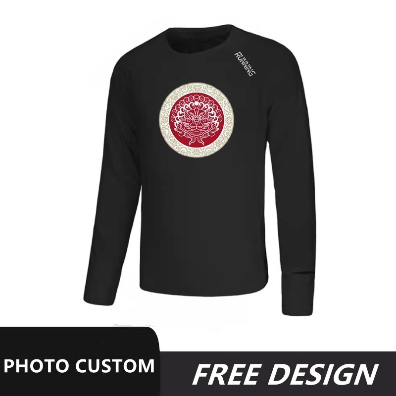 Men's black long sleeved summer can customize patterns, logos, names, and numbers
