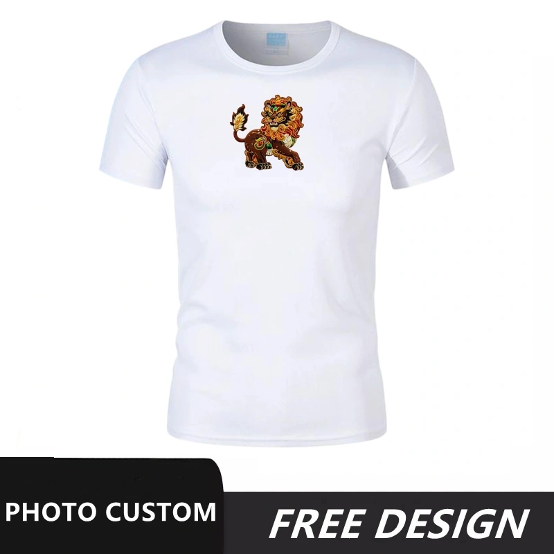 White summer round neck short sleeved Kirin pattern can be customized with any logo and printed with name and number