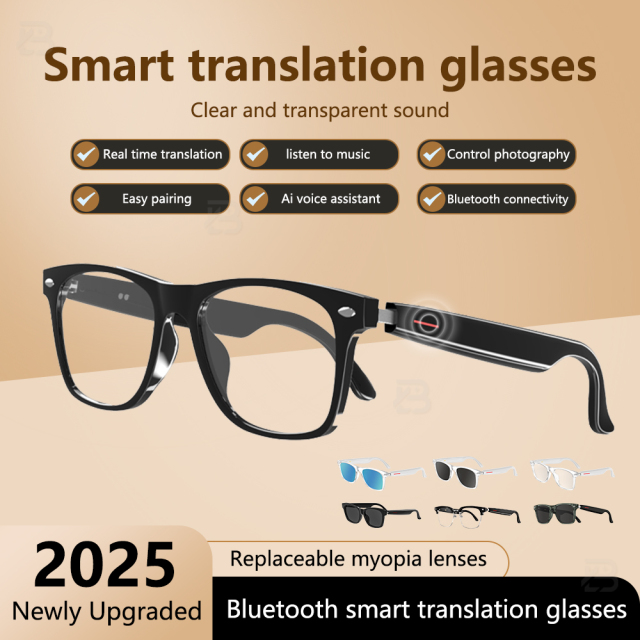 AI Translation Bluetooth Audio Glasses with Clear Sound, IP65 Waterproof & Long-lasting Battery for Daily Use Travel