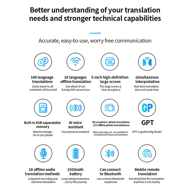 Translation machine D8 AI Language Translator Device good Quality