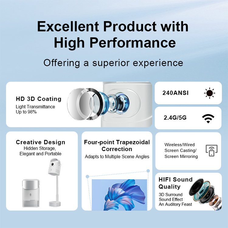 Projector TS-9 pro Support cracked version 4K  LCD Home Smart Portable Outdoor