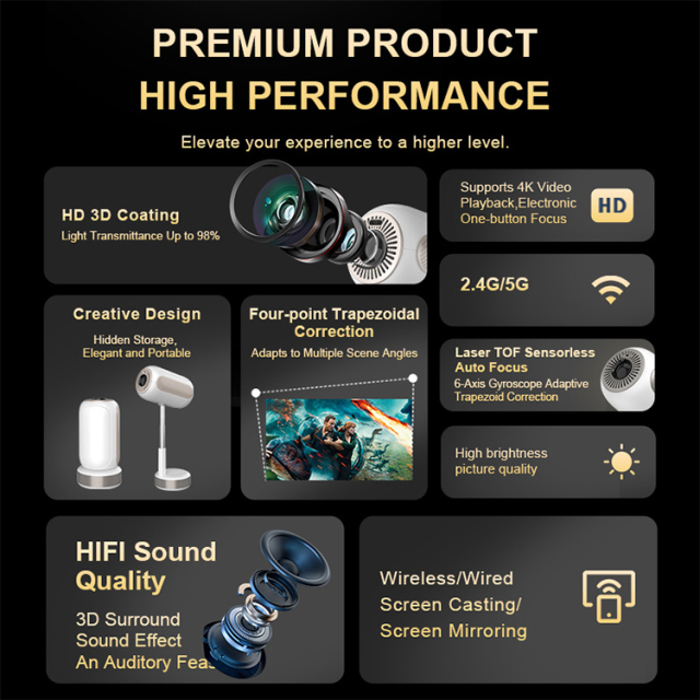 Projector TS-16  4K LCD Home Smart Portable Outdoor