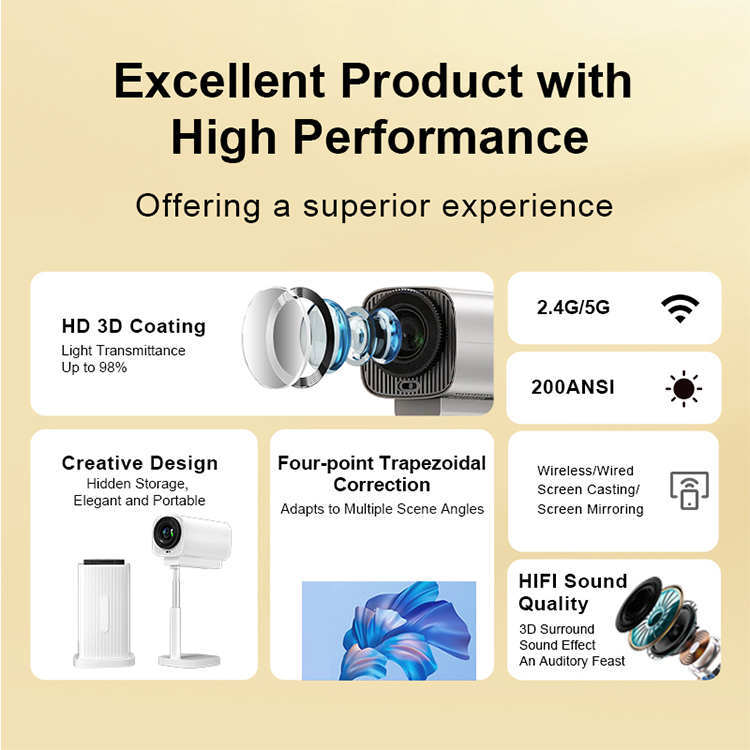 Projector TS-5 Support cracked version 4K LCD Home Smart Portable Outdoor