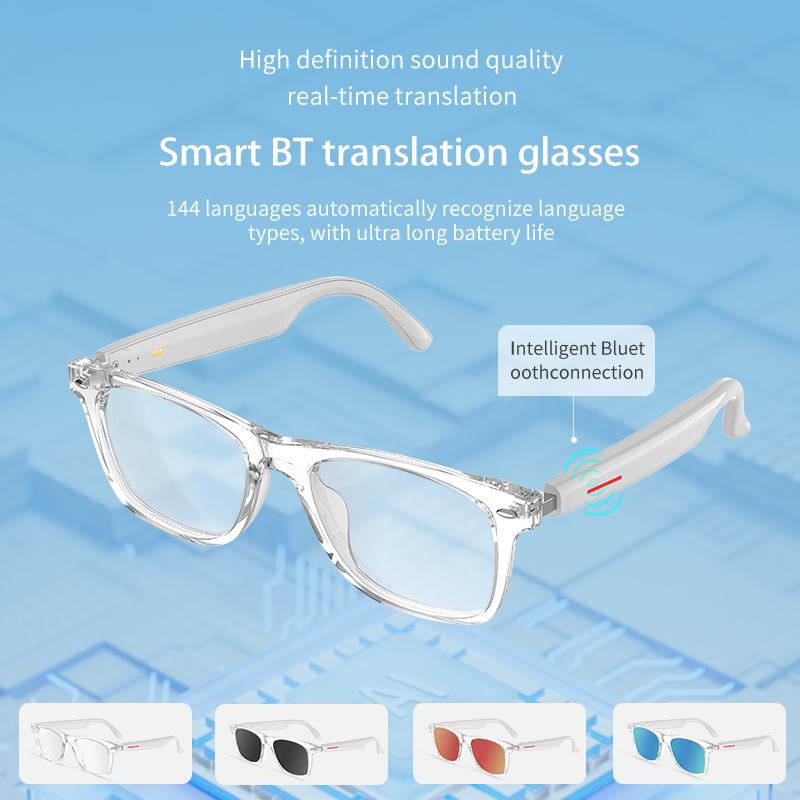 2025 W100 Polarized Sunglasses with Wireless BT Speaker AI Translation Unisex Anti-blue Music Smart Glasses for Outdoor Sports