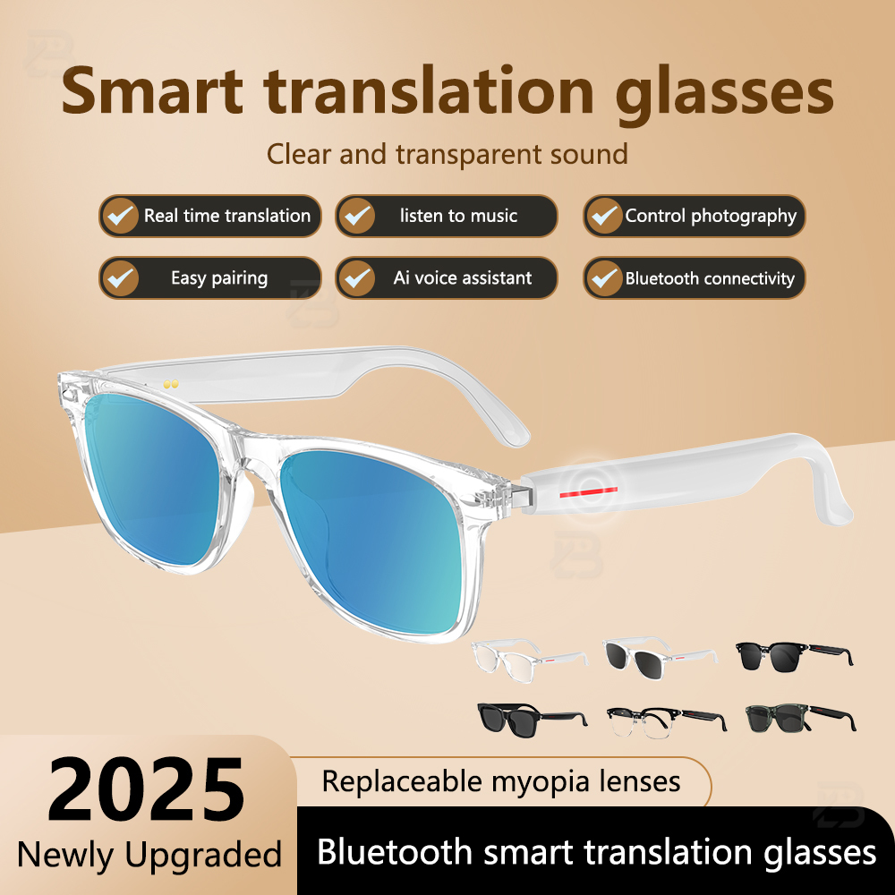 AI Translation Bluetooth Audio Glasses with Clear Sound, IP65 Waterproof & Long-lasting Battery for Daily Use Travel