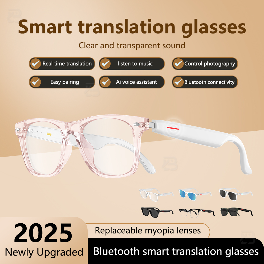 2025 W100 Polarized Sunglasses with Wireless BT Speaker AI Translation Unisex Anti-blue Music Smart Glasses for Outdoor Sports