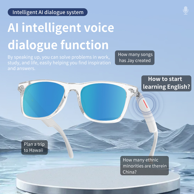 AI Translation Bluetooth Audio Glasses with Clear Sound, IP65 Waterproof & Long-lasting Battery for Daily Use Travel