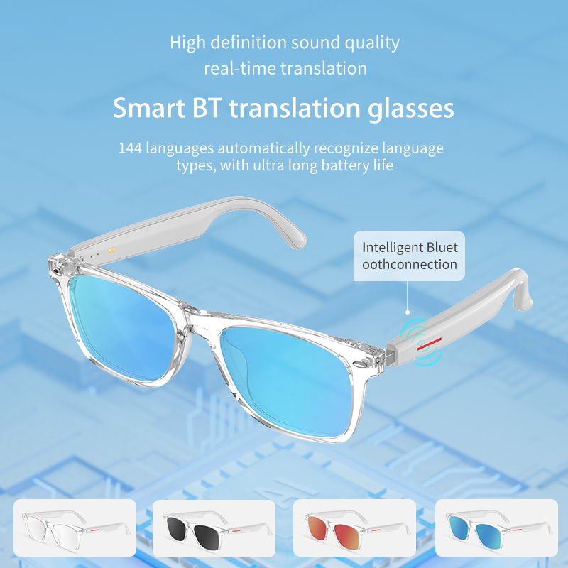 AI Translation Bluetooth Audio Glasses with Clear Sound, IP65 Waterproof & Long-lasting Battery for Daily Use Travel