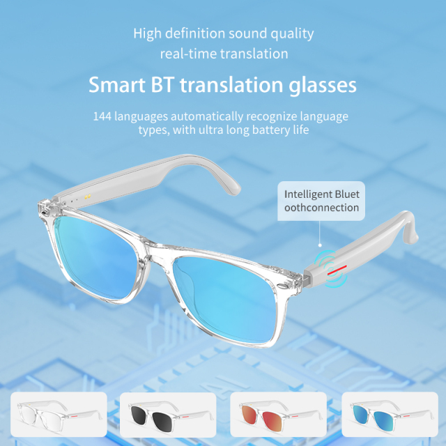 AI Translation Bluetooth Audio Glasses with Clear Sound, IP65 Waterproof & Long-lasting Battery for Daily Use Travel