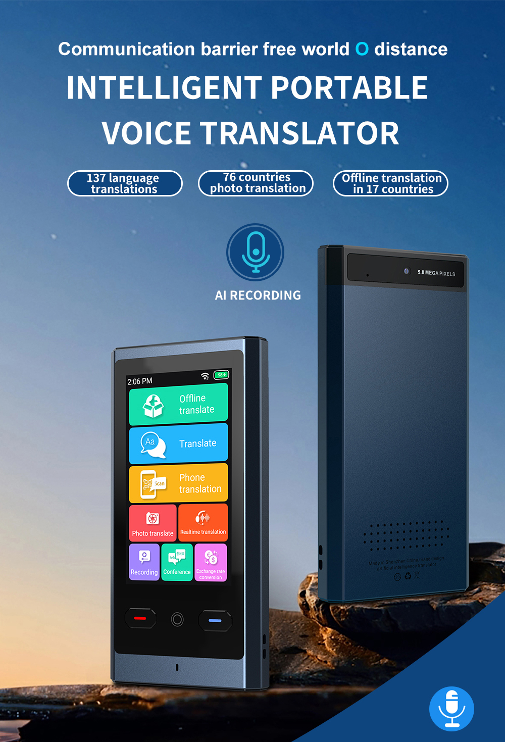 Z9 ai Translator Machine Translation Device Electronic Voice Translator Supports Offline Translation
