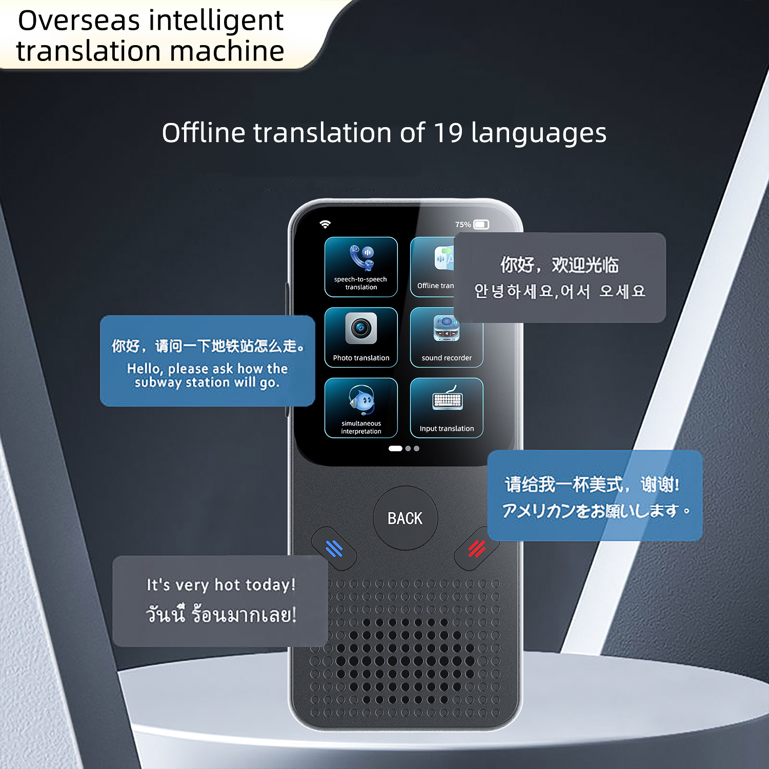 Y17 ai Translator Machine Translation Device Electronic Voice Translator Supports Offline Translation