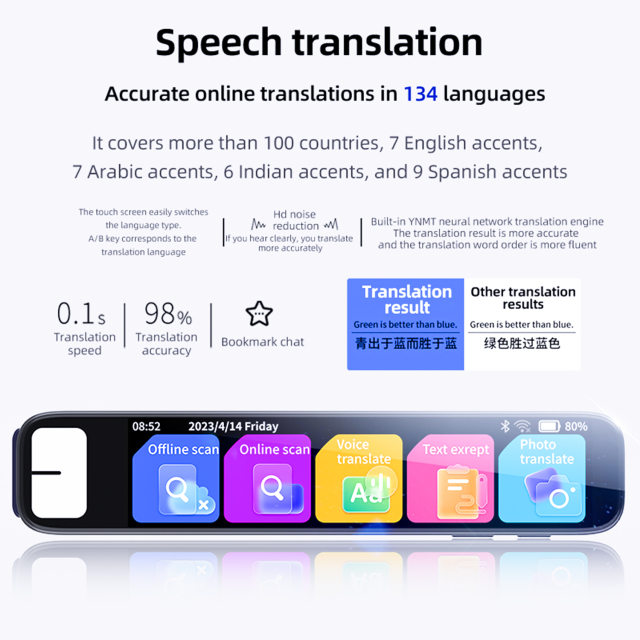 S08 Smart Portable Language Translation Device Real-time Multi-language Intelligent Speech Translation Pen