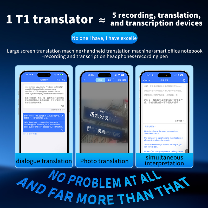 2025 Translation Machine T1 Free AI Translation APP Simultaneous Interpretation Online Voice Video Touch Screen Wholesale Custom Translator