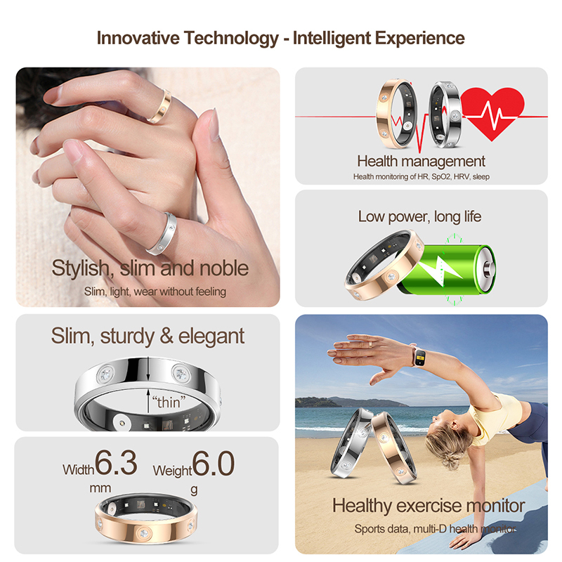 2025 Slim Smart Ring Heart Rate Blood Oxygen Monitoring Sleep Tracking Stylish And Healthy Ring Smart