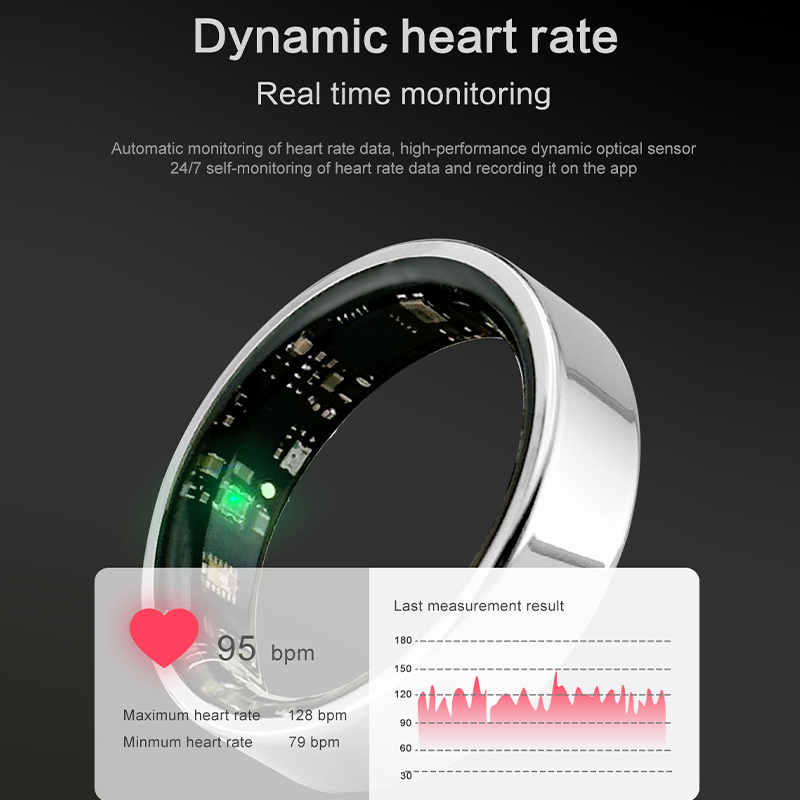 SR08 Intelligent Health Smart Ring Stainless Steel Sleep Heart Rate Blood Pressure Gesture Photography IP68 Smart Couple Ring