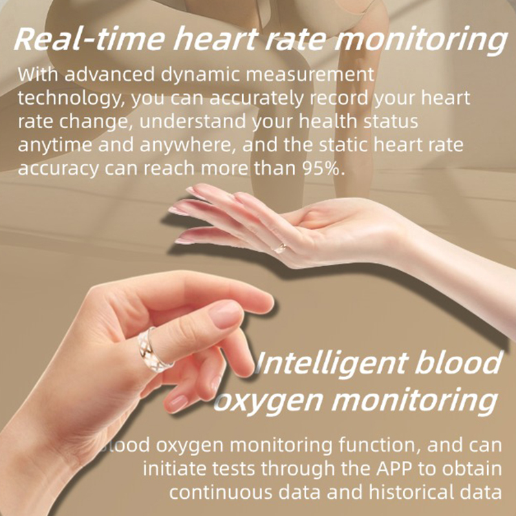 AI Intelligent Health Fitness Monitor Ring Enamel Color Smart Ring Remote Photography Sports Tracking App Controlled