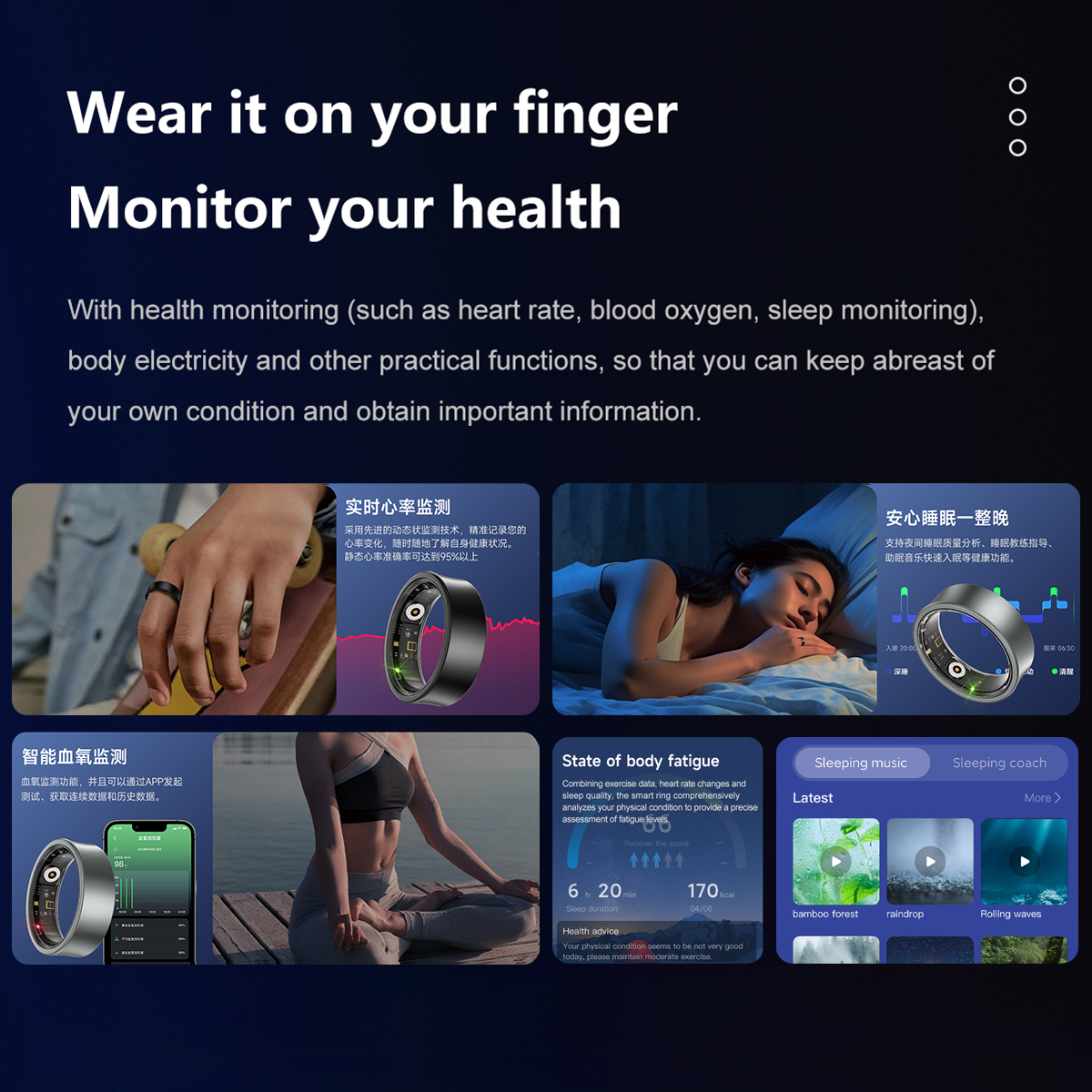 2025 Custom Control Health Intelligent Smart Ring OEM Logo App Controlled 5ATM Waterproof Wearable Devices For Galaxy