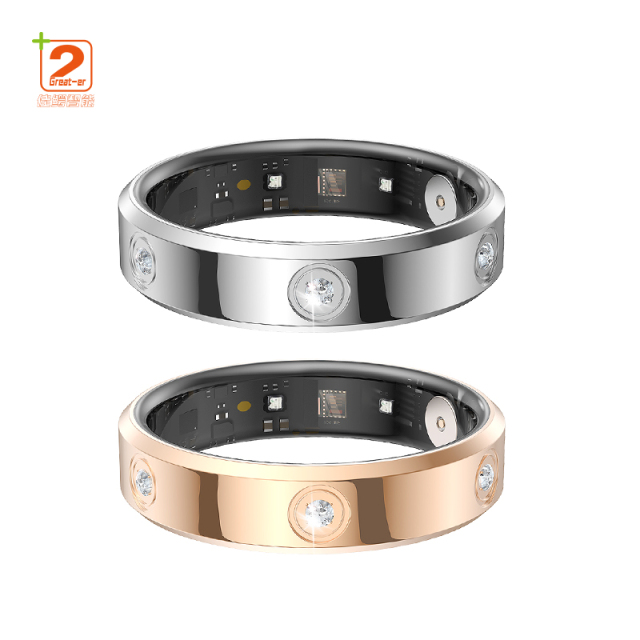 Luxury Smart Ring For Android Elegant Diamond Design Heart Rate Sleep Blood Oxygen Monitoring Stainless Steel Ring