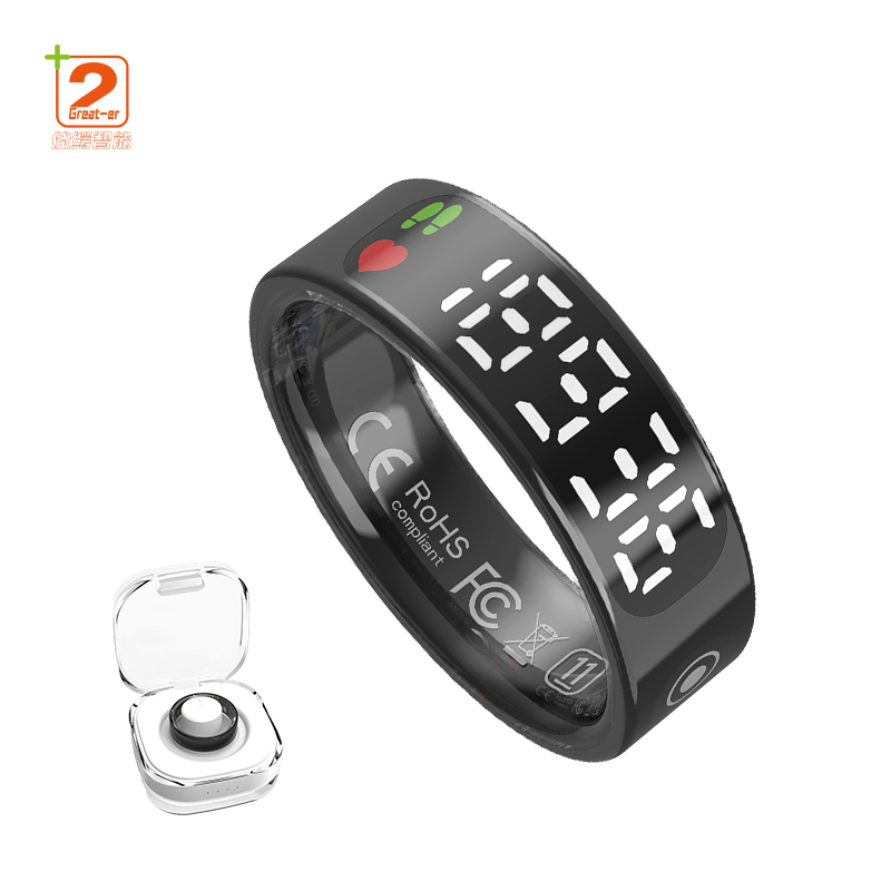 Moda Pareja Anillo Pantalla Acero Inoxidable Salud Frecuencia Cardiaca Control Tactil Gesto Fotografia SR09 Anillo Inteligente