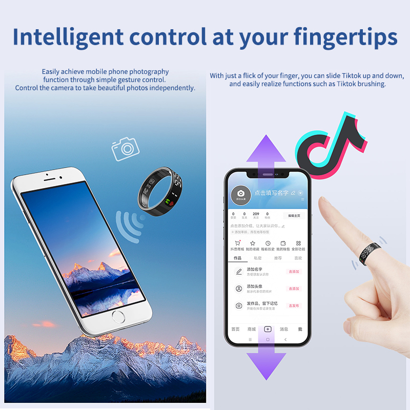 2025 Latest Advanced Smart Ring With Multiple Sport Modes And AMT IP68 Waterproof Touch Screen Display Heart Rate Monitor Smart Ring
