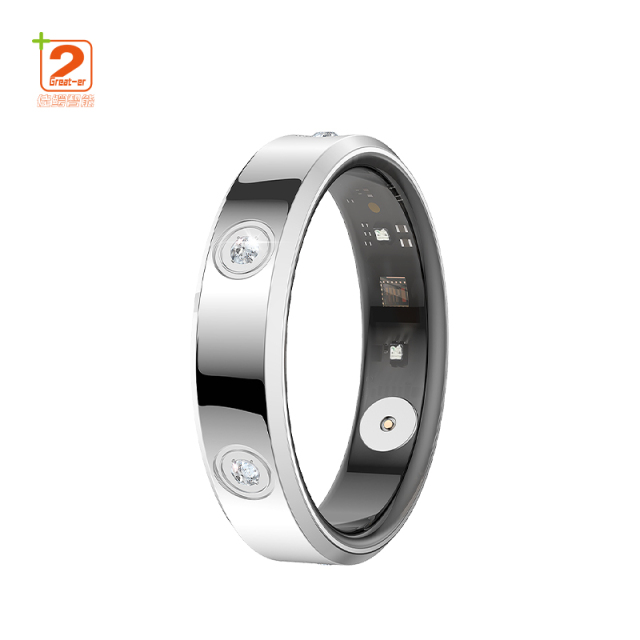 Luxury Smart Ring For Android Elegant Diamond Design Heart Rate Sleep Blood Oxygen Monitoring Stainless Steel Ring 2025