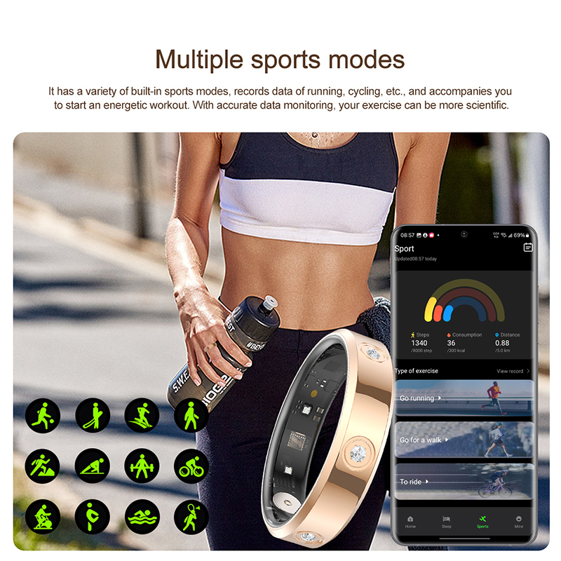 2025 Slim Smart Ring Heart Rate Blood Oxygen Monitoring Sleep Tracking Stylish And Healthy Ring Smart