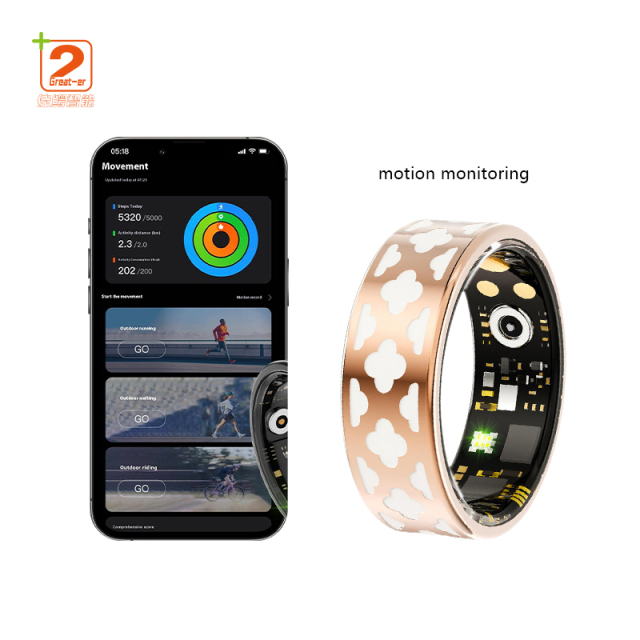 2025 AI Intelligent Health Fitness Monitor Ring Enamel Color Smart Ring Remote Photography Sports Tracking App Controlled