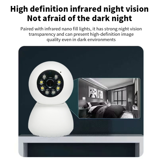 2025 Smart WiFi Camera Night Vision Indoor Cloud Storage Memory /SD Camera 360-Degree Rotation Camera Mobile Phone Real-Time View