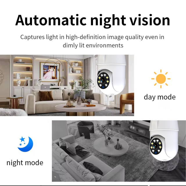 Manufacturers Wholesale Light Bulb Camera Rotating Outdoor Monitoring Wireless Camera Network Light Bulb Dual Lens Monitoring