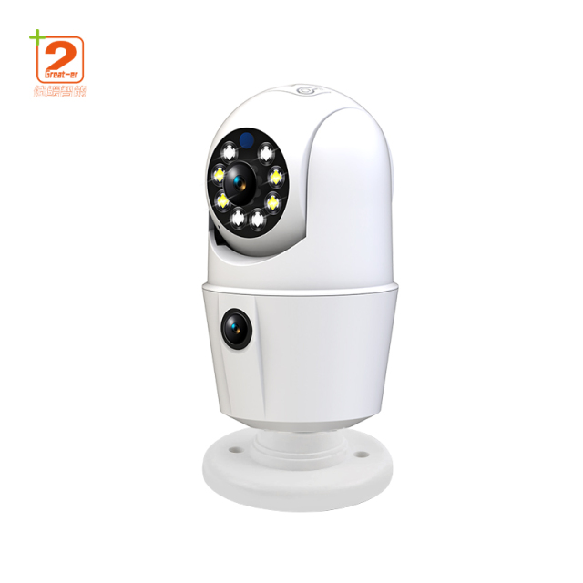 Manufacturers Wholesale Light Bulb Camera Rotating Outdoor Monitoring Wireless Camera Network Light Bulb Dual Lens Monitoring