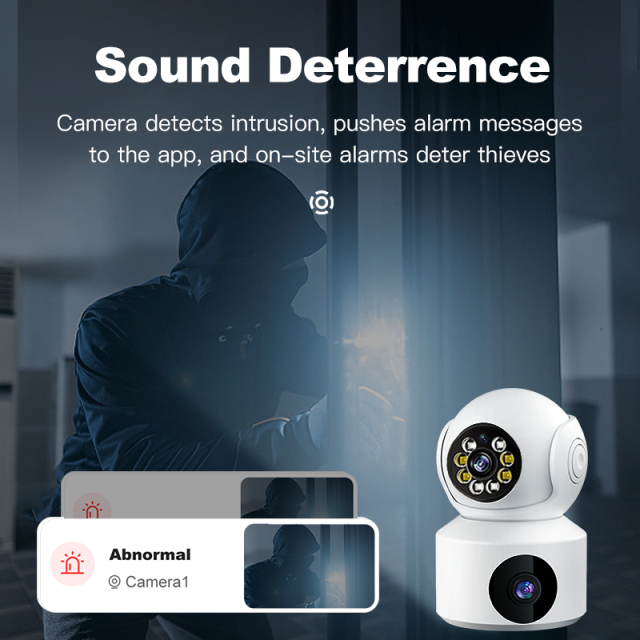 wholesale dual lens WiFi PTZ IP security dome camera full HD color with night vision CCTV WiFi camera home
