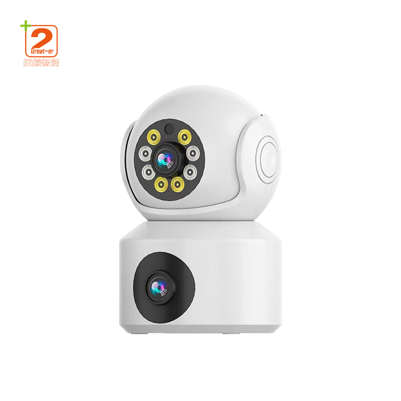 AI Dual Lens 360° Rotating WiFi Security Camera 2MP Night Vision With Motion Tracking For Indoor/Outdoor