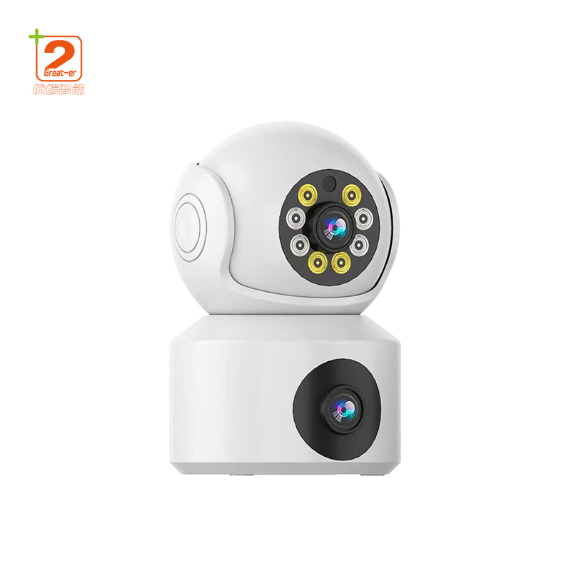 2025 aI dual lens 360° rotating WiFi security camera 2MP night vision with motion tracking for Indoor/Outdoor