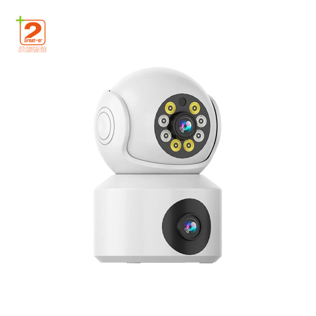 2025 aI dual lens 360° rotating WiFi security camera 2MP night vision with motion tracking for Indoor/Outdoor