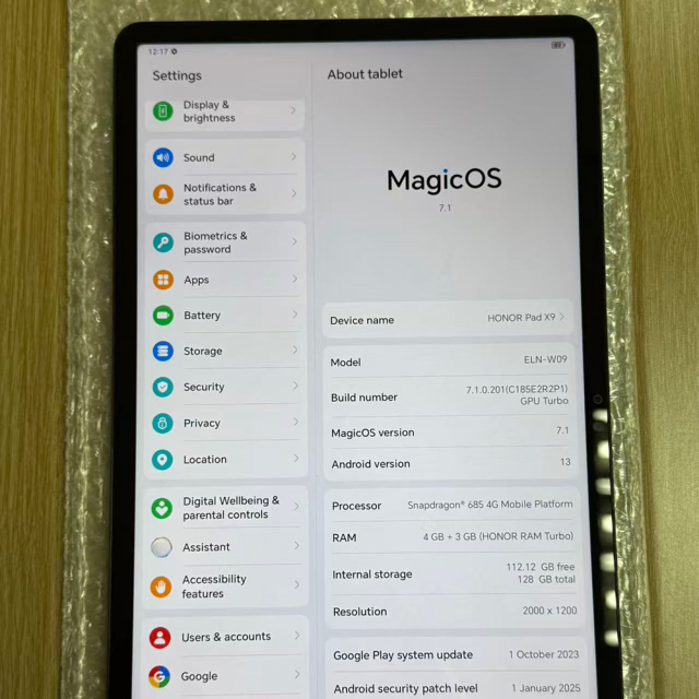 Honor Pad X9 6+128GB WiFi ELN-W09 Tablet Wholesale Cross-Border Bulk Purchases Enabled Brand New
