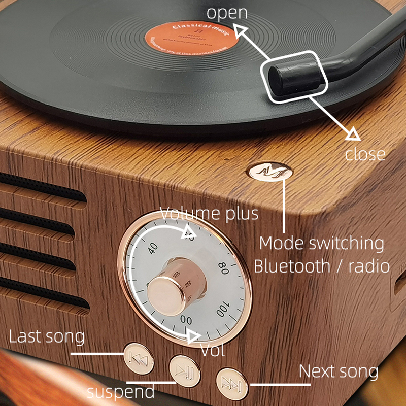 T15 Retro Classic Wooden BT5.0 Speaker Subwoofer FM Radio Wireless Speaker for Outdoor