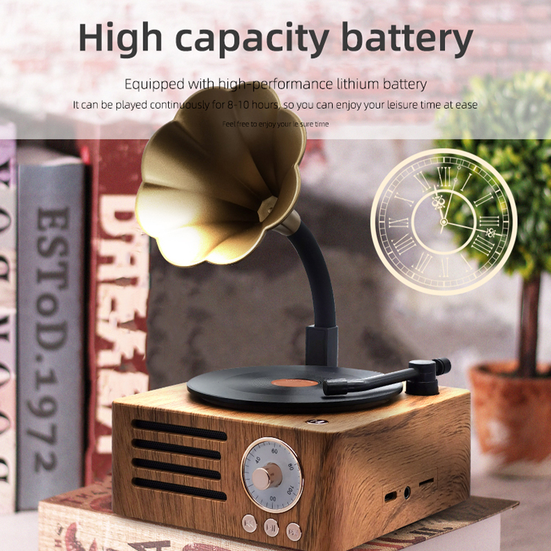 T15 Retro Classic Wooden BT5.0 Speaker Subwoofer FM Radio Wireless Speaker for Outdoor