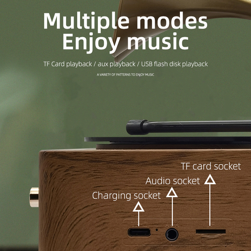 Mini Outdoor T15  Retro Vintage Look Speakers Best Home Music Phonograph Player Wireless Stereo Bass Powerful Portable Speaker