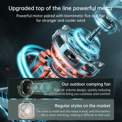 2026 New Cross-Border Portable LED Ceiling Fan USB Rechargeable Outdoor Camping Light Oscillating Feature