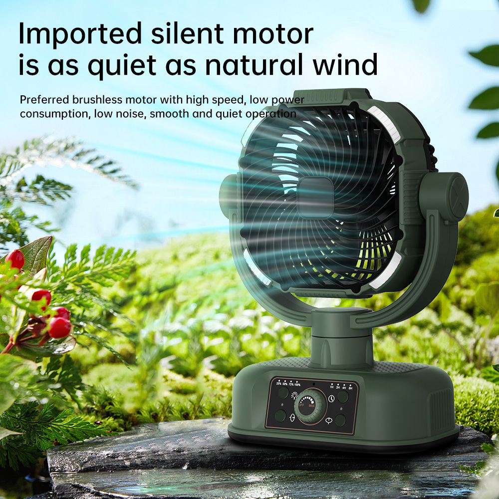 OEM Portable Household Water Mist Fan USB Power Source Long Battery Life Oscillating Three Blades English Brushless Motor Low
