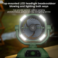 Rechargeable Outdoor Fan 20000mAh Battery Operated USB Portable Ventilador Desk Fan 100 Speeds Camping Fan With Led Lamp