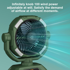 Rechargeable Outdoor Fan 20000mAh Battery Operated USB Portable Ventilador Desk Fan 100 Speeds Camping Fan With Led Lamp