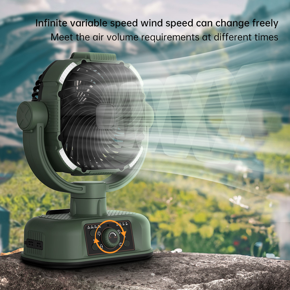 2026 New Cross-Border Portable LED Ceiling Fan USB Rechargeable Outdoor Camping Light Oscillating Feature