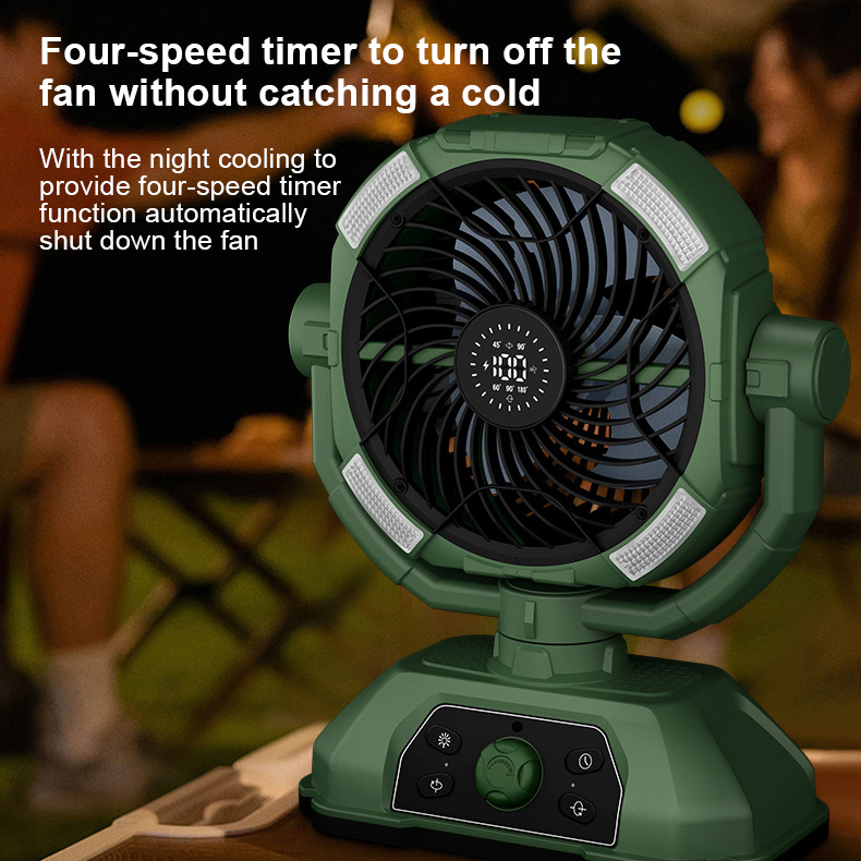 Rechargeable Outdoor Fan 20000mAh Battery Operated USB Portable Ventilador Desk Fan 100 Speeds Camping Fan With Led Lamp