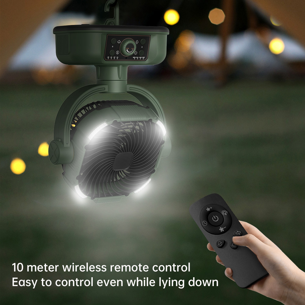 2026 New Cross-Border Portable LED Ceiling Fan USB Rechargeable Outdoor Camping Light Oscillating Feature