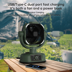 2026 New Cross-Border Portable LED Ceiling Fan USB Rechargeable Outdoor Camping Light Oscillating Feature
