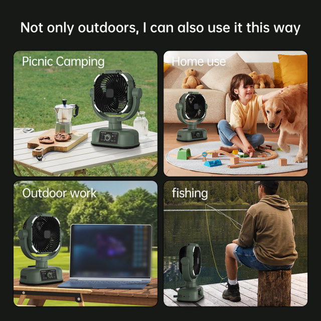 2026 New Cross-Border Portable LED Ceiling Fan USB Rechargeable Outdoor Camping Light Oscillating Feature